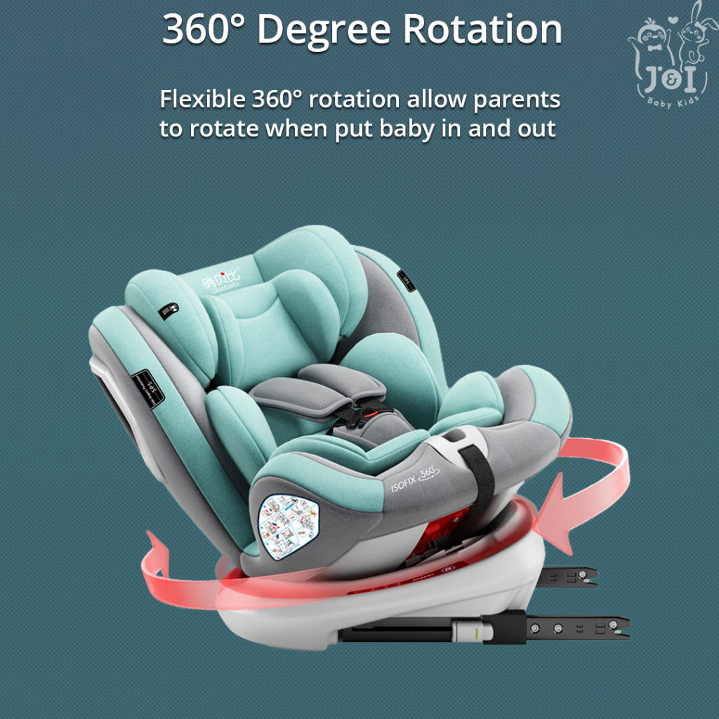 I-Size Grey Rotational and Convertible Car Seat with ISOFIX and Leg Support System