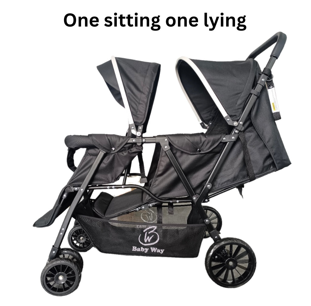 Tandem Double Stroller - One Sitting and One Lying