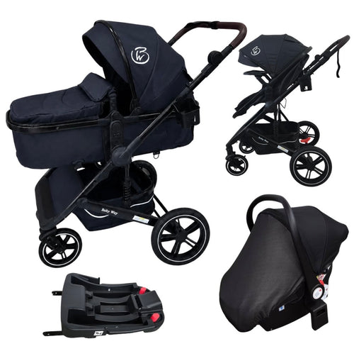 Preorder - Supra Black - 3in1 Stroller Buggy + Bassinet + Capsule Travel System with Sunshade Sets and Food Tray