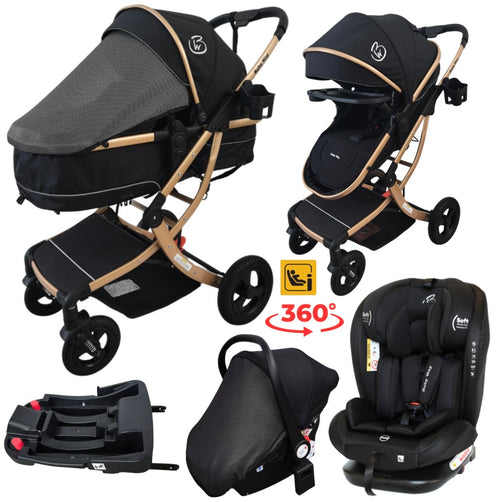 Preorder - Legacy Gold 4 in 1 Travel System Bundle - Stroller + Bassinet + Capsule + Isofix Base + 360 Rotating Car Seat