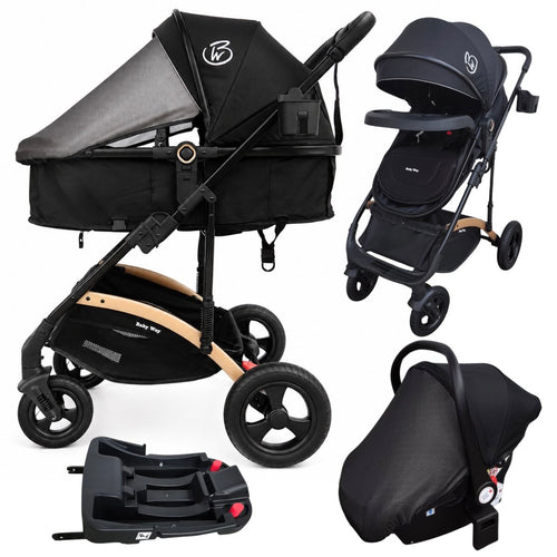 Apollo 3in1 Stroller + Bassinet + i-Size Capsule Car Seat Combo with Sunshade Set and Food Tray