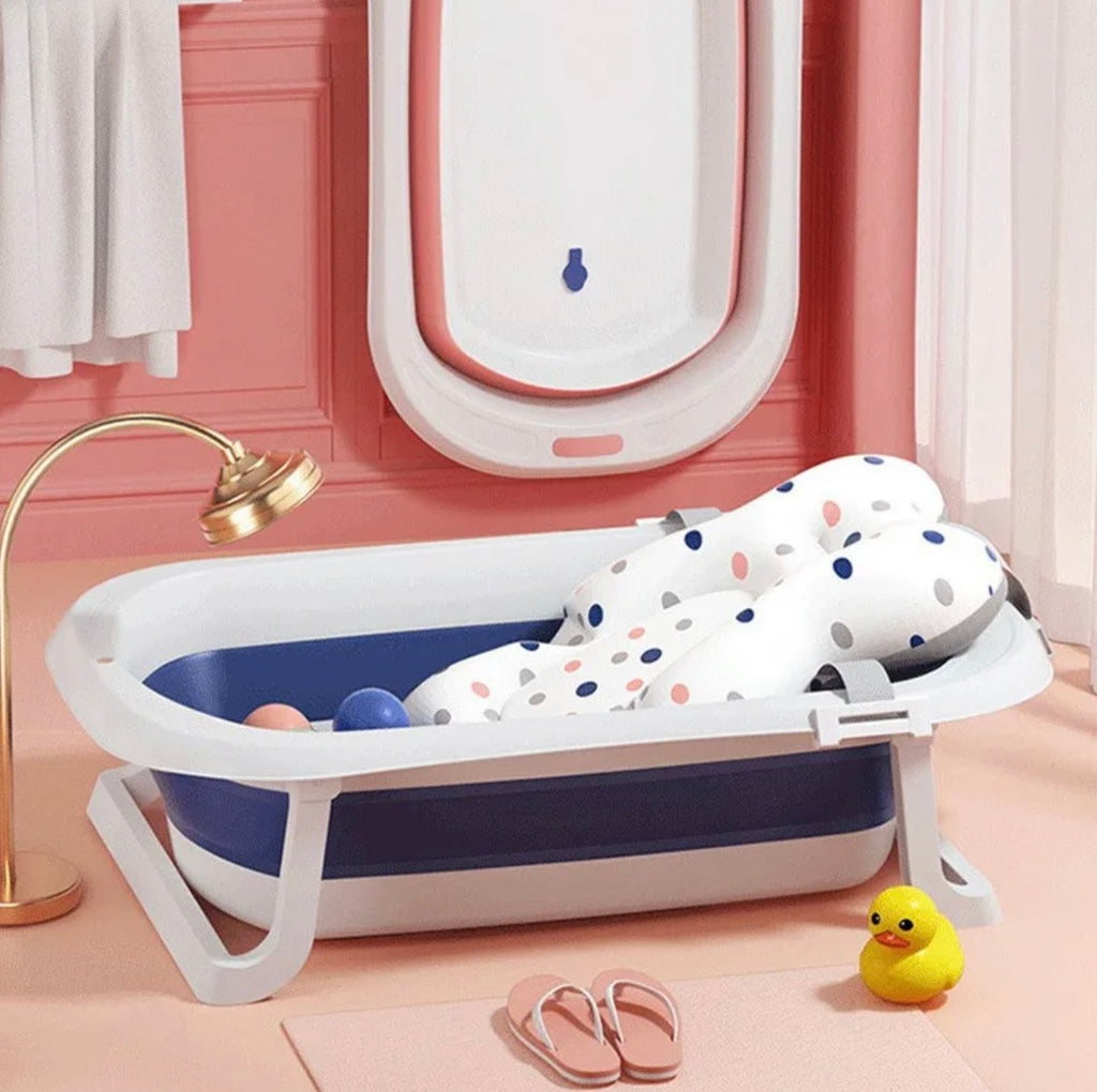 Space-Saving Baby Bathtub with Supportive Pillow