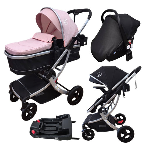 Preorder - Legacy Travel System - Stroller + Bassinet + Capsule with Mattress and Food Tray - Pink Skin