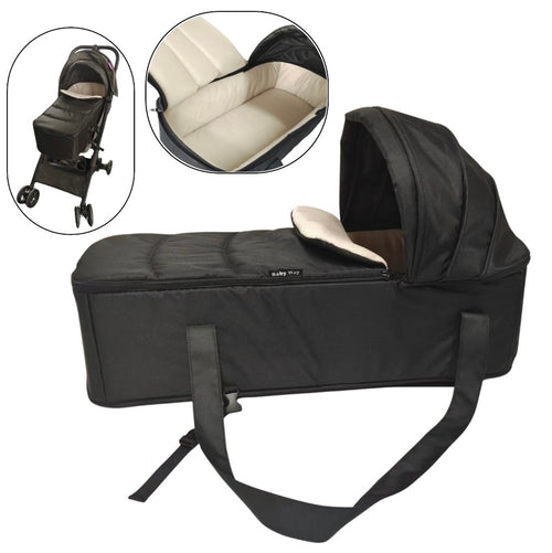 Cocoon Portable Stroller Soft Carry Cot with Foot Cover and Canopy - BLACK