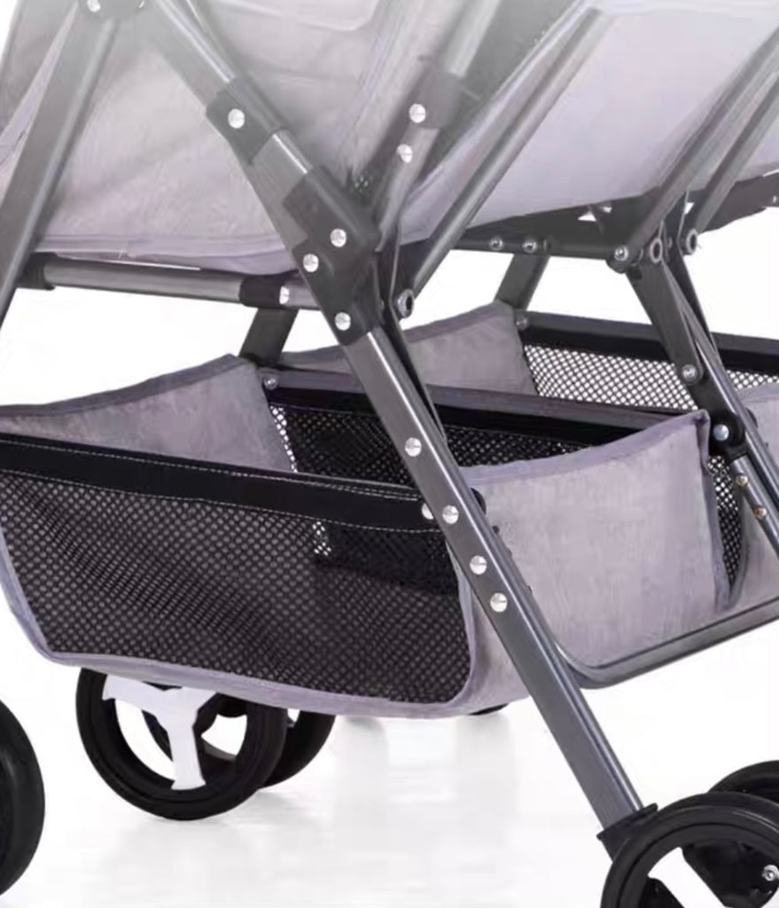 Black 2-Way Folding Compact Double / Twin Stroller + Rain Cover