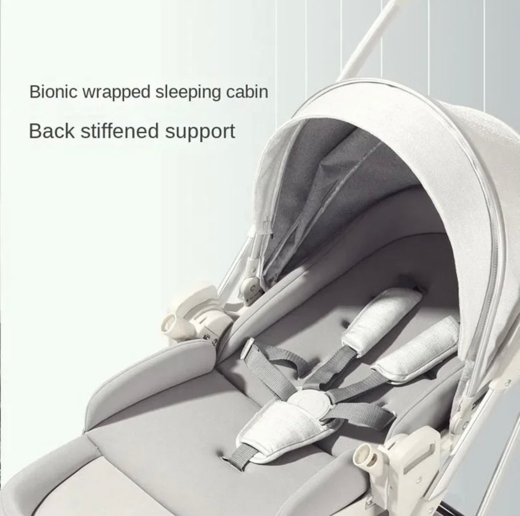 The Flex Beige: 3 in 1 Stroller, Open Bassinet, and Capsule Car Seat Combo