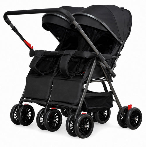 Preorder - TwinGo Black 2-Way Folding Compact Double / Twin Stroller + Rain Cover