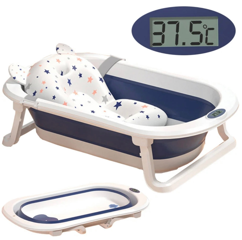 Baby Bathtub with Supportive Pillow and Temperature Reader