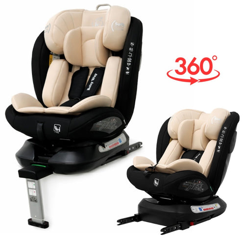 SpinGuard Beige i-Size 360 Rotating Car Seat with ISOFIX and Support Leg