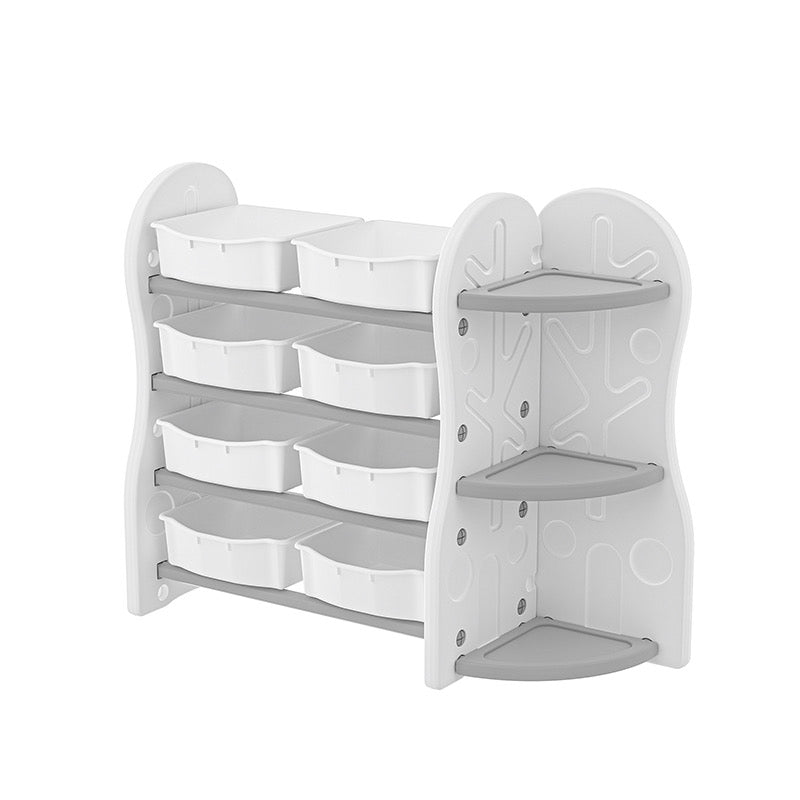 Treehouse Toy Book Storage Shelf with Bins – White Grey