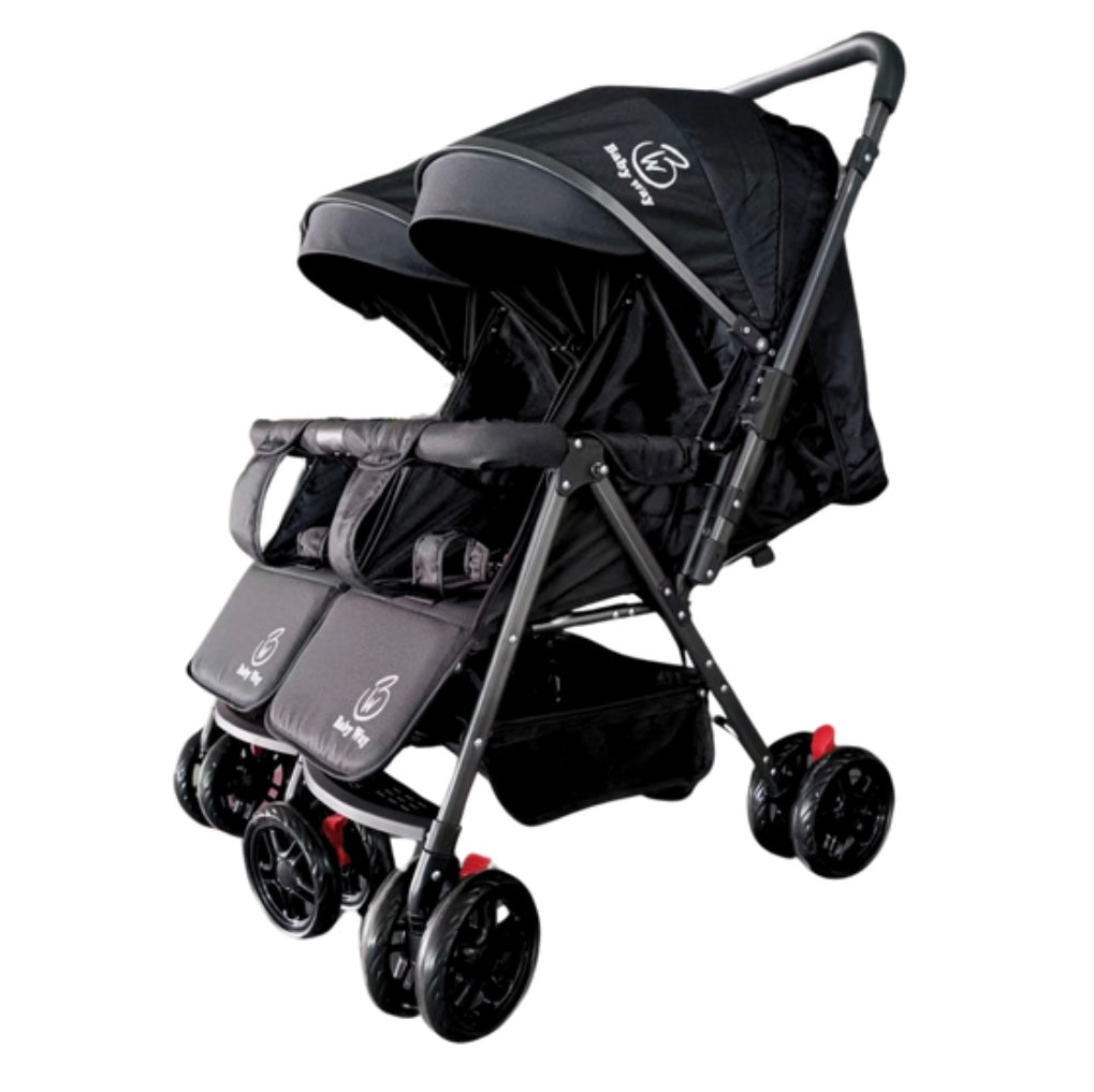 smallest double stroller Black 2-Way Folding Twin Stroller with Rain Cover