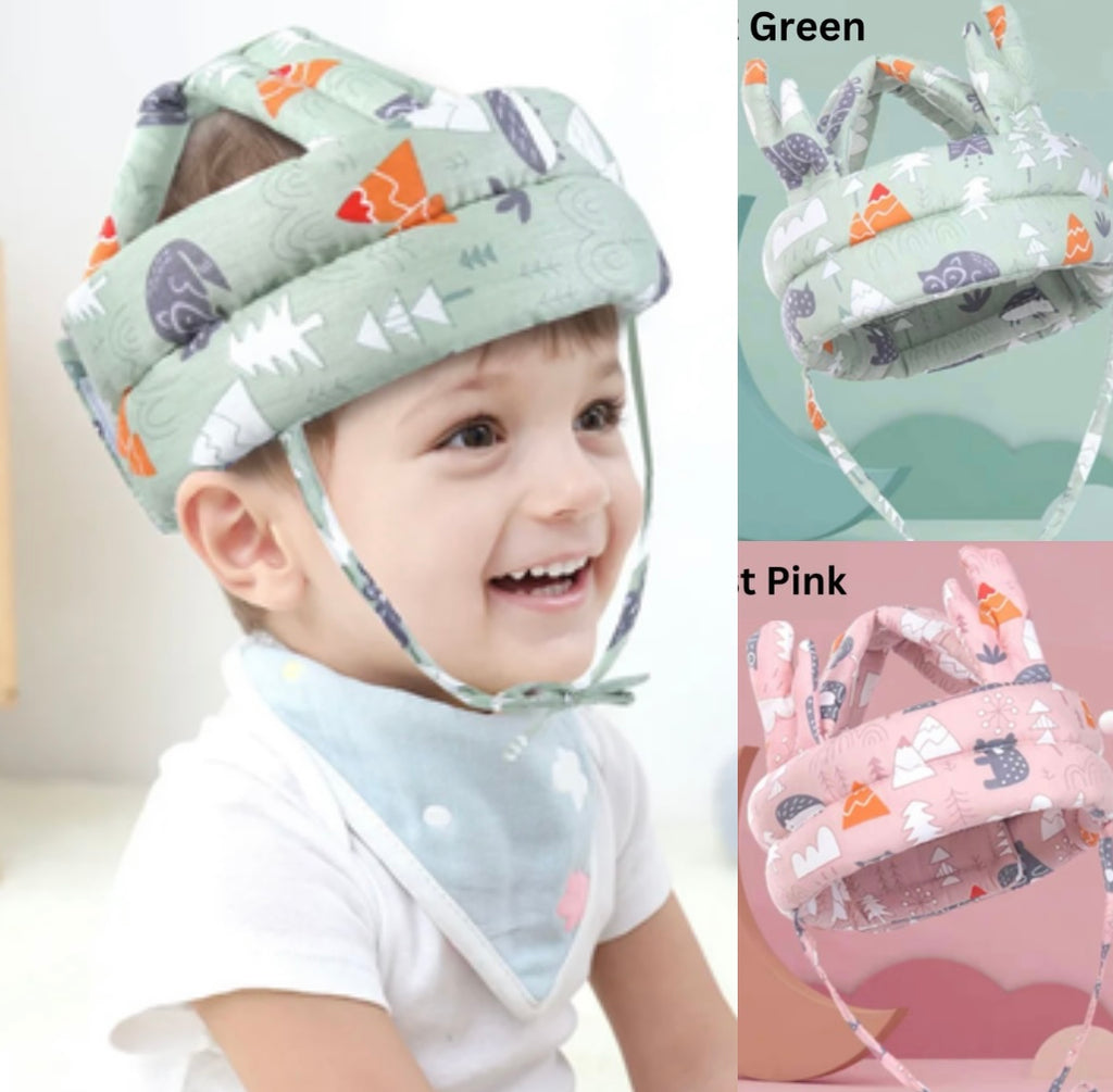 CozyCrown Baby Head Protector - Forest Green and Forest Pink