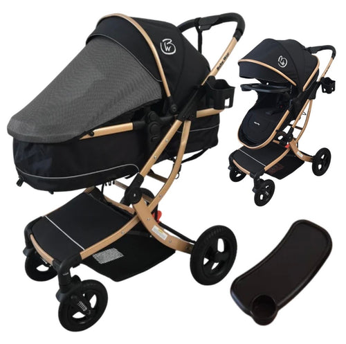 Starla Gold 2in1 Stroller – Bassinet to Seat All-Terrain Pram + Food Tray
