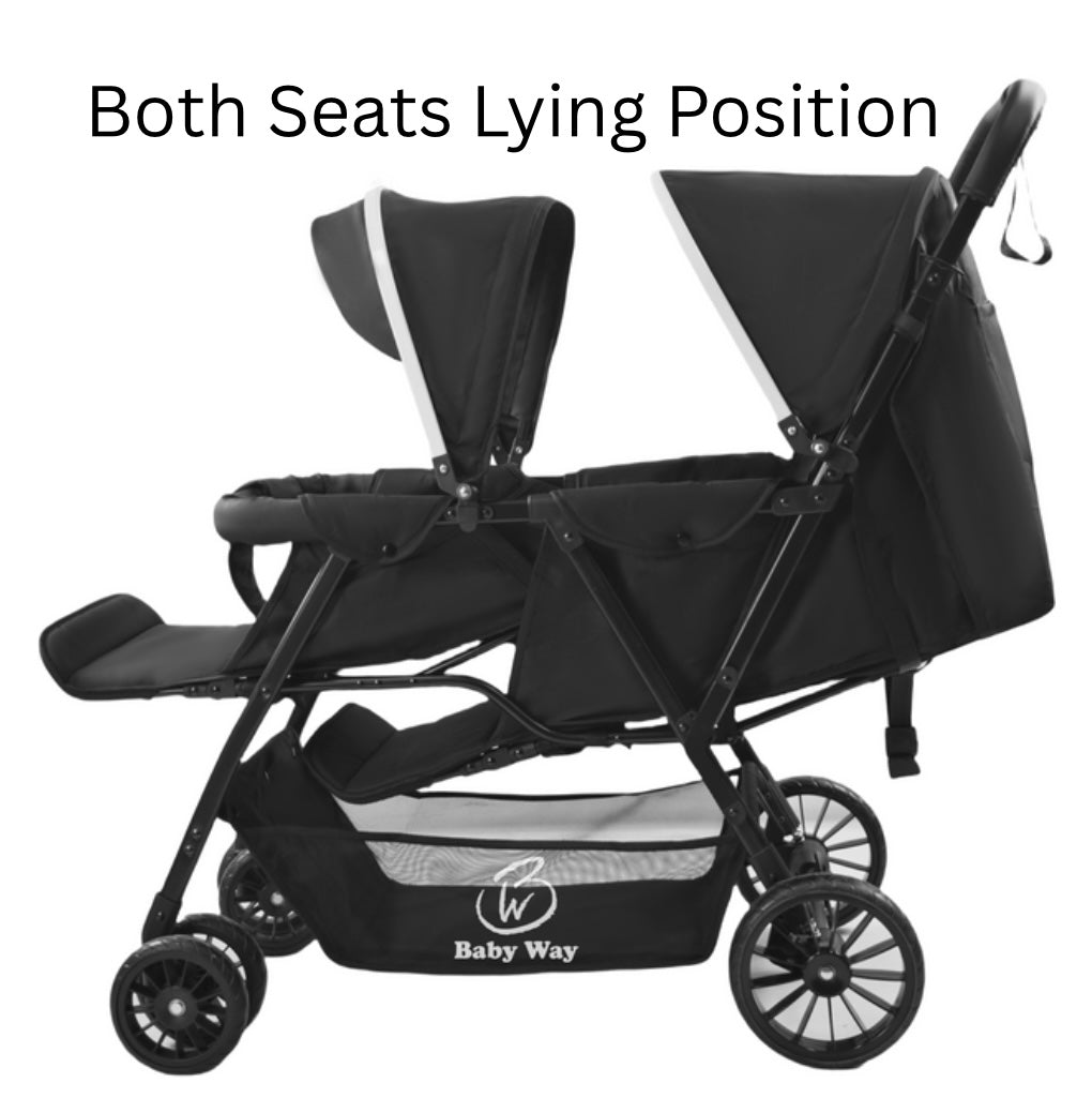 Baby Way Duo Lite Tandem Double Stroller with Rain Cover – Baby